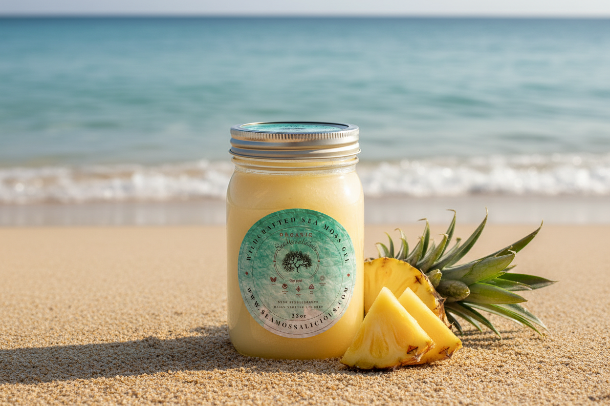 Pineapple Sea Moss Gel on the Beach